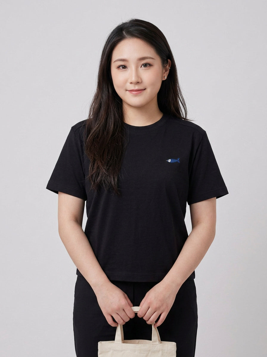 Goldfish Embroidery Cotton T-Shirt | Chanlay