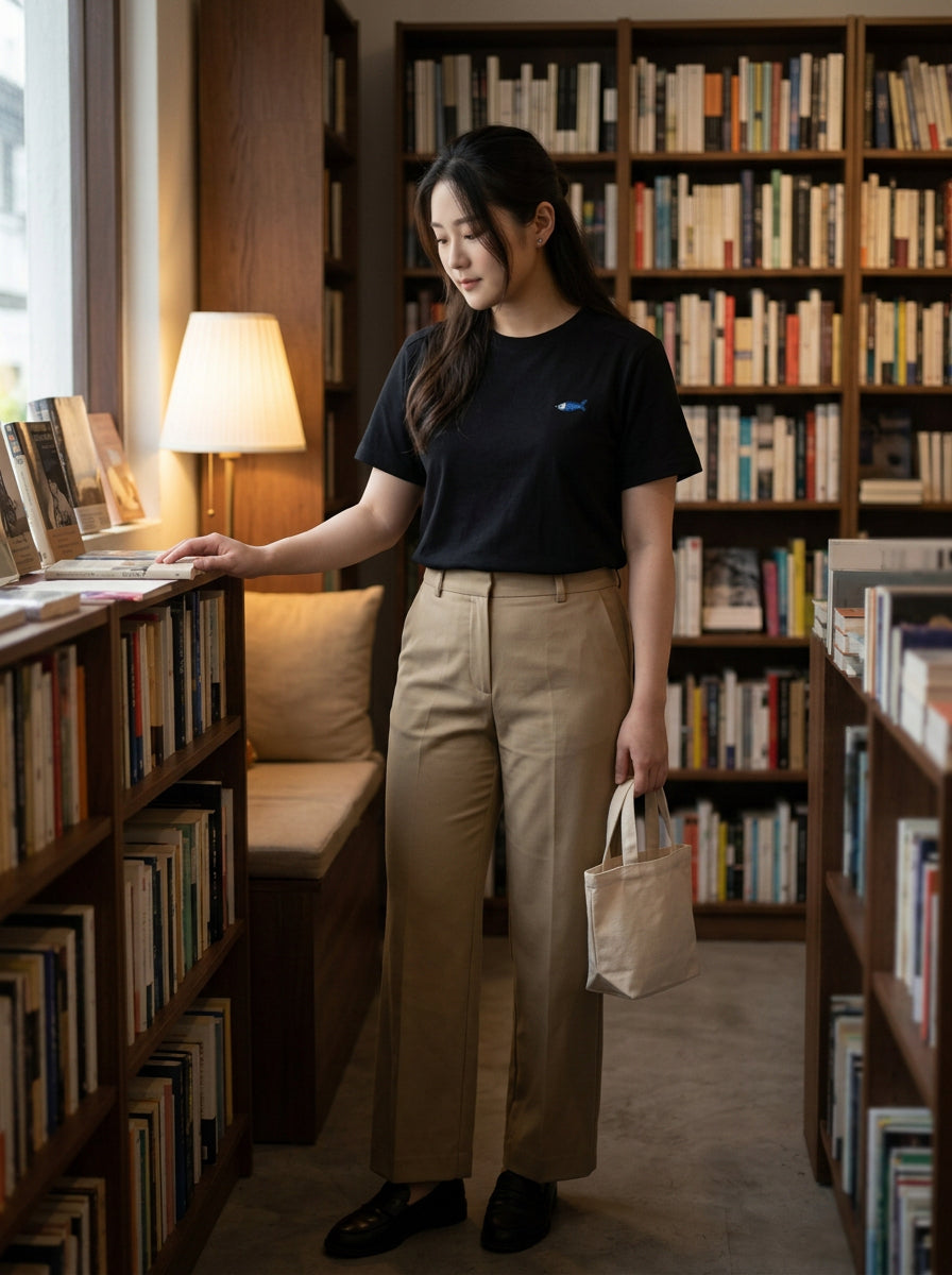 Goldfish Embroidery Cotton T-Shirt | Chanlay